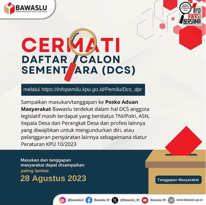 Bawaslu Ketapang ajak masyarakat cermati DCS